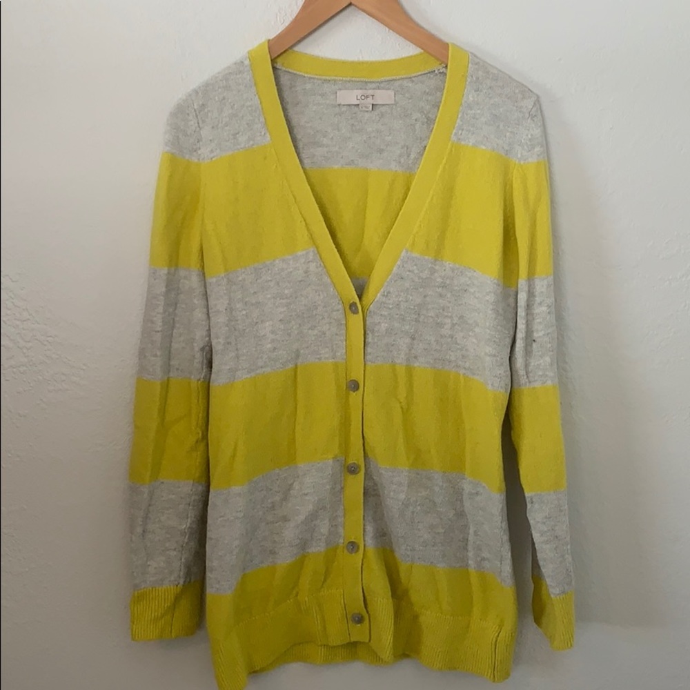LOFT Neon/Gray Long Cardigan